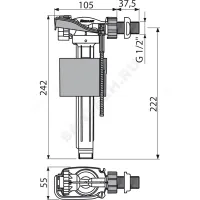 Арматура для бачка наливная 1/2" боковое подключение Alca Plast A150-1/2"