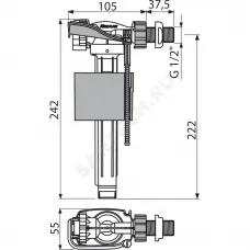 Арматура для бачка наливная 1/2" боковое подключение Alca Plast A150-1/2"