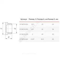 Заглушка латунь никель Ду 40 (1 1/2") НР VALFEX VF.583.N.112