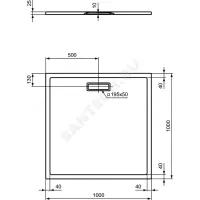 Поддон душевой акрил квадрат ULTRAFLAT NEW 1000х1000х25 Ideal Standard T448801