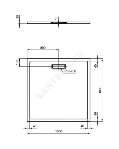 Поддон душевой акрил квадрат ULTRAFLAT NEW 1000х1000х25 Ideal Standard T448801