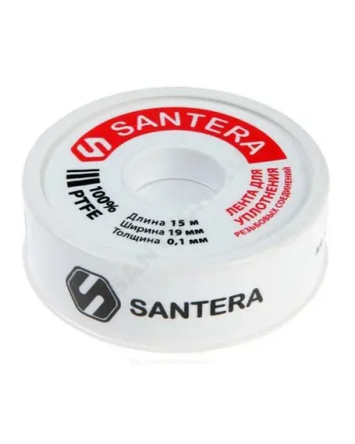 Лента ФУМ PTFE 19ммх15м катушка цвет: белый среда: вода Santera 5-0026