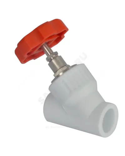 Клапан (вентиль) PP-R запорный белый Дн 20х45гр внутренняя пайка VALFEX 10174020