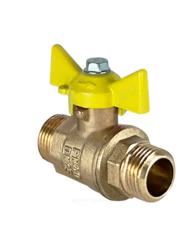 Кран шаровой латунь газ 11Б27фтМ Ду 15 Ру40 НР бабочка желтая VALFEX VF.279.LB3.012.N/P59