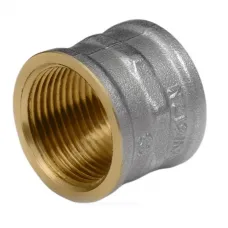 Муфта латунь никель Ду 40 (1 1/2") ВР/ВР 9018 ГОСТ 32585-2013 Aquasfera 9018-05