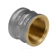 Муфта латунь никель Ду 40 (1 1/2") ВР/ВР 9018 ГОСТ 32585-2013 Aquasfera 9018-05