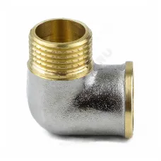 Угольник латунь никель Ду 20 (3/4") ВР/НР 9002 ГОСТ 32585-2013 Aquasfera 9002-02