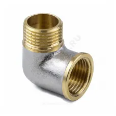 Угольник латунь никель Ду 20 (3/4") ВР/НР 9002 ГОСТ 32585-2013 Aquasfera 9002-02