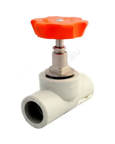 Клапан (вентиль) PP-R запорный серый Дн 20х45гр внутренняя пайка VALFEX 10174020Г