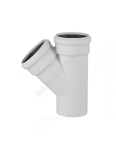 Тройник PP-MD бесшумный светло-серый Skolan Safe SKEA Дн 110х110х45гр (DN110х110) б/нап в/к Ostendorf 335200