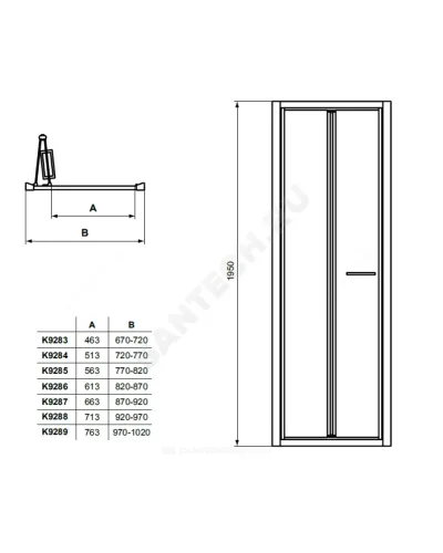 Дверь душевая CONNECT 2 Bifold door 900х1950 мм Ideal Standard K9287EO