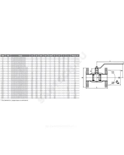 Кран шаровой сталь газ КШ.Ц.Ф.GAS Ду 125 Ру16 фл L=350мм LD КШ.Ц.Ф.GAS.125/100.016.Н/П.02