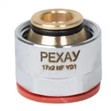 Соединитель для PE-X труб обжим хром Дн 17х3/4" под евроконус ВР THERM S Рехау 12506073002