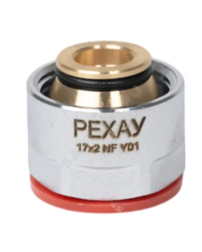 Соединитель для PE-X труб обжим хром Дн 17х3/4 под евроконус ВР THERM S Рехау 12506073002