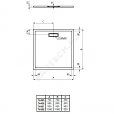 Поддон душевой акрил квадрат ULTRAFLAT NEW 800х800х25 черный Ideal Standard T4466V3