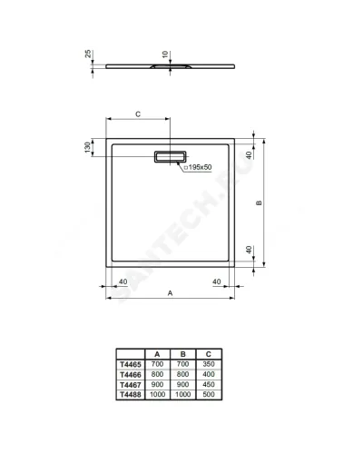 Поддон душевой акрил квадрат ULTRAFLAT NEW 800х800х25 черный Ideal Standard T4466V3