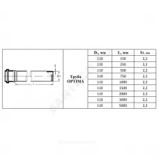 Труба PP-H с раструбом серая OPTIMA Дн 110х2,2 б/нап L=0,25м в/к VALFEX 211100025