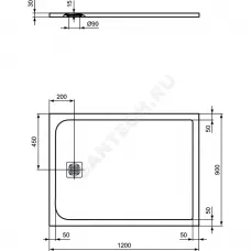 Поддон душевой литой мрамор прямоугольный ULTRAFLAT S 1200х900х30 серый Ideal Standard K8230FS