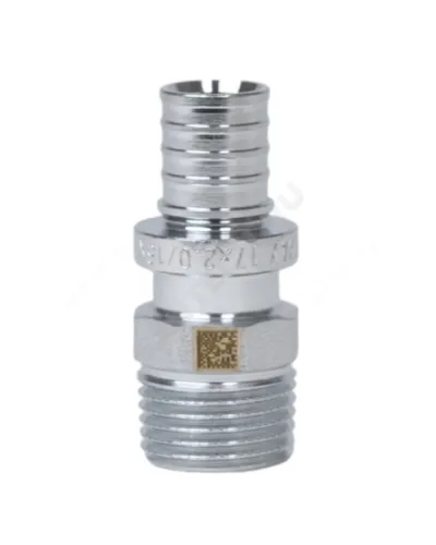 Муфта для PE-X труб аксиальная латунь хром Дн 25х1 НР THERM S Рехау 12534393002