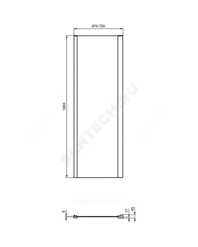 Стенка душевая CONNECT 2 боковая 700х1950мм Ideal Standard K9297V3