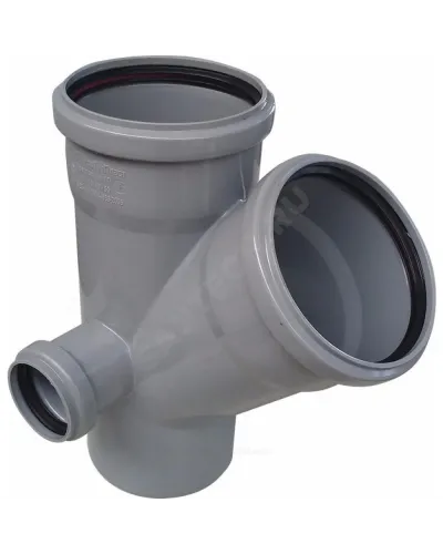 Крестовина PP-H 2-плоскостная левая серая Дн 110х110х50х45гр б/нап в/к RTP (РосТурПласт) 36537