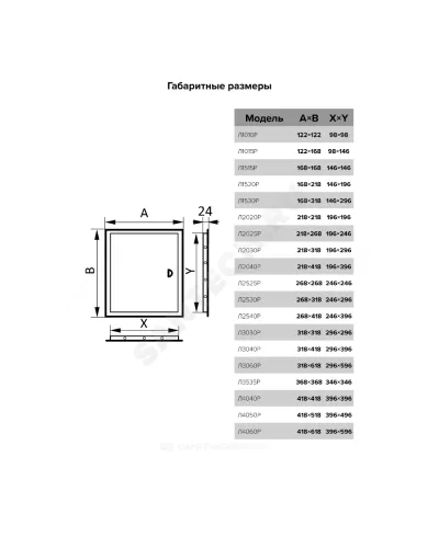 Люк-дверца с фланцем и ручкой пластик 98х148 Evecs Л1015Р