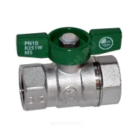Кран шаровой латунь хром R251W Ду 32 Ру35 ВР бабочка зеленая Giacomini R251WX026