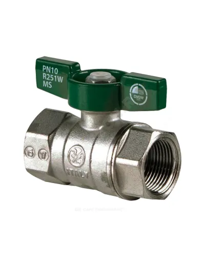 Кран шаровой латунь хром R251W Ду 25 Ру35 ВР бабочка зеленая Giacomini R251WX025