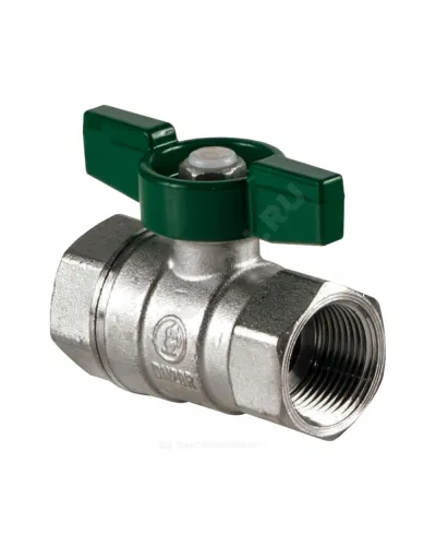 Кран шаровой латунь хром R251W Ду 25 Ру35 ВР бабочка зеленая Giacomini R251WX025