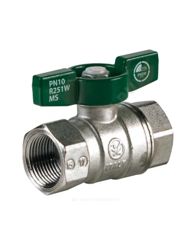 Кран шаровой латунь хром R251W Ду 25 Ру35 ВР бабочка зеленая Giacomini R251WX025