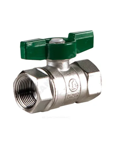Кран шаровой латунь хром R251W Ду 25 Ру35 ВР бабочка зеленая Giacomini R251WX025