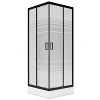 Ограждение душевое Universal BLACK 800х800х1850 мм без поддона текстурированное стекло МетаКам KKS_016220