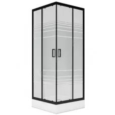 Ограждение душевое Universal BLACK 800х800х1850 мм без поддона текстурированное стекло МетаКам KKS_016220