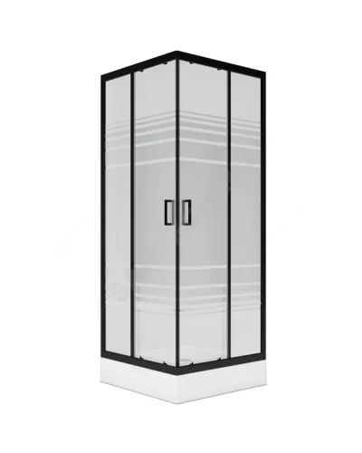 Ограждение душевое Universal BLACK 800х800х1850 мм без поддона текстурированное стекло МетаКам KKS_016220