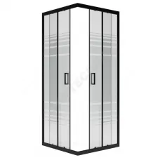 Ограждение душевое Universal BLACK 800х800х1850 мм без поддона текстурированное стекло МетаКам KKS_016220