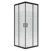 Ограждение душевое Universal BLACK 800х800х1850 мм без поддона текстурированное стекло МетаКам KKS_016220