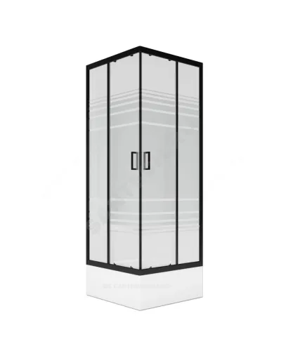 Ограждение душевое Universal BLACK 800х800х1850 мм без поддона текстурированное стекло МетаКам KKS_016220