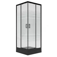 Ограждение душевое Universal BLACK 800х800х1850 мм без поддона текстурированное стекло МетаКам KKS_016220