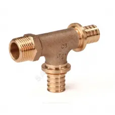 Тройник для PE-X труб аксиальный бронза Дн 20х1/2"х20 НР RX+ Рехау 14564013001