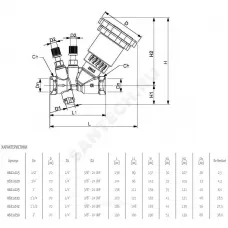 Клапан балансировочный ручной латунь Ду 20 G3/4" Ру25 Тмакс=110 оС ВР Kvs=4.2м3/ч с измерительными ниппелями OR 0621.020