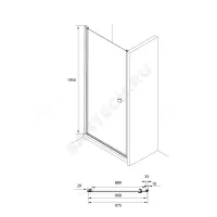 Дверь душевая Capital 900х1950мм прозрачное стекло профиль черный Roca M4710016M
