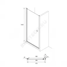 Дверь душевая Capital 900х1950мм прозрачное стекло профиль черный Roca M4710016M