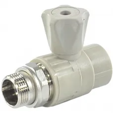 Кран шаровой PP-R серый Дн 20х1/2" НР прямой для радиатора VALFEX 10149020Г