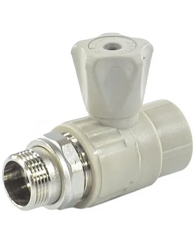 Кран шаровой PP-R серый Дн 20х1/2 НР прямой для радиатора VALFEX 10149020Г