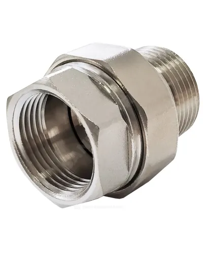 Соединитель латунь никель американка Ду 20 (3/4) прямой ВР/НР VALFEX VF.340.N.034