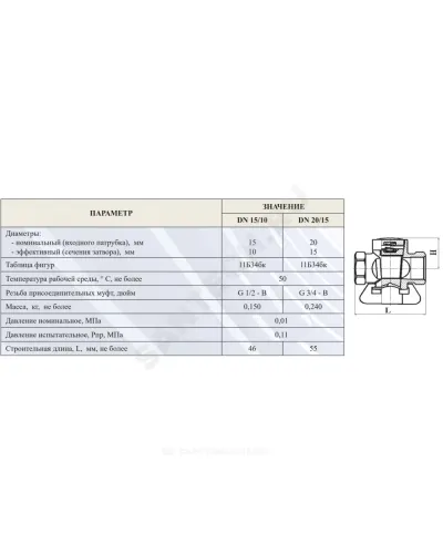 Кран конусный латунь газ 11б34бк Ду 15 Ру0,1 G1/2 ВР стандартопроходной Цветлит ZW30002