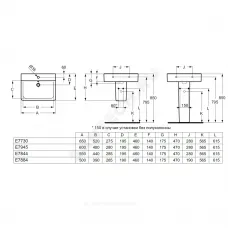 Умывальник подвесной Connect CUBE 55 1 отверстие под смеситель по центру Ideal Standard E784401
