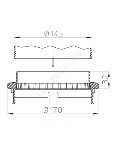 Фланец дренажный PP HL160 Дн 170 HL HL160