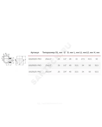 Угольник PP-R комбинированный белый Дн 25х1/2 ВР с креплением PRO VALFEX 10120025-PRO