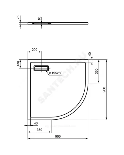 Поддон душевой акрил полукруглый ULTRAFLAT NEW 900х900х25 Ideal Standard T449201